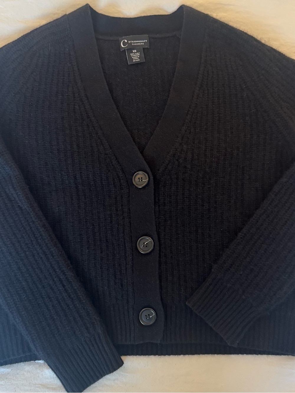 C by Bloomingdale’s 100% Cashmere Ribbed Cardigan XS